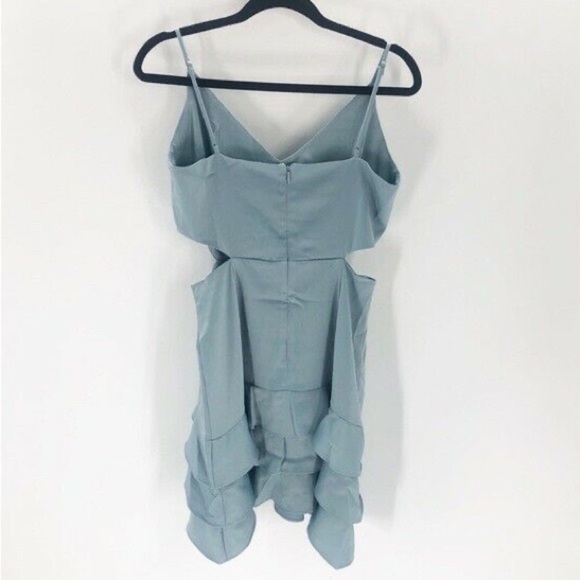 WAYF Mackenzie Cutout Tiered Ruffle Satin Mini Dress - Picture 7 of 8